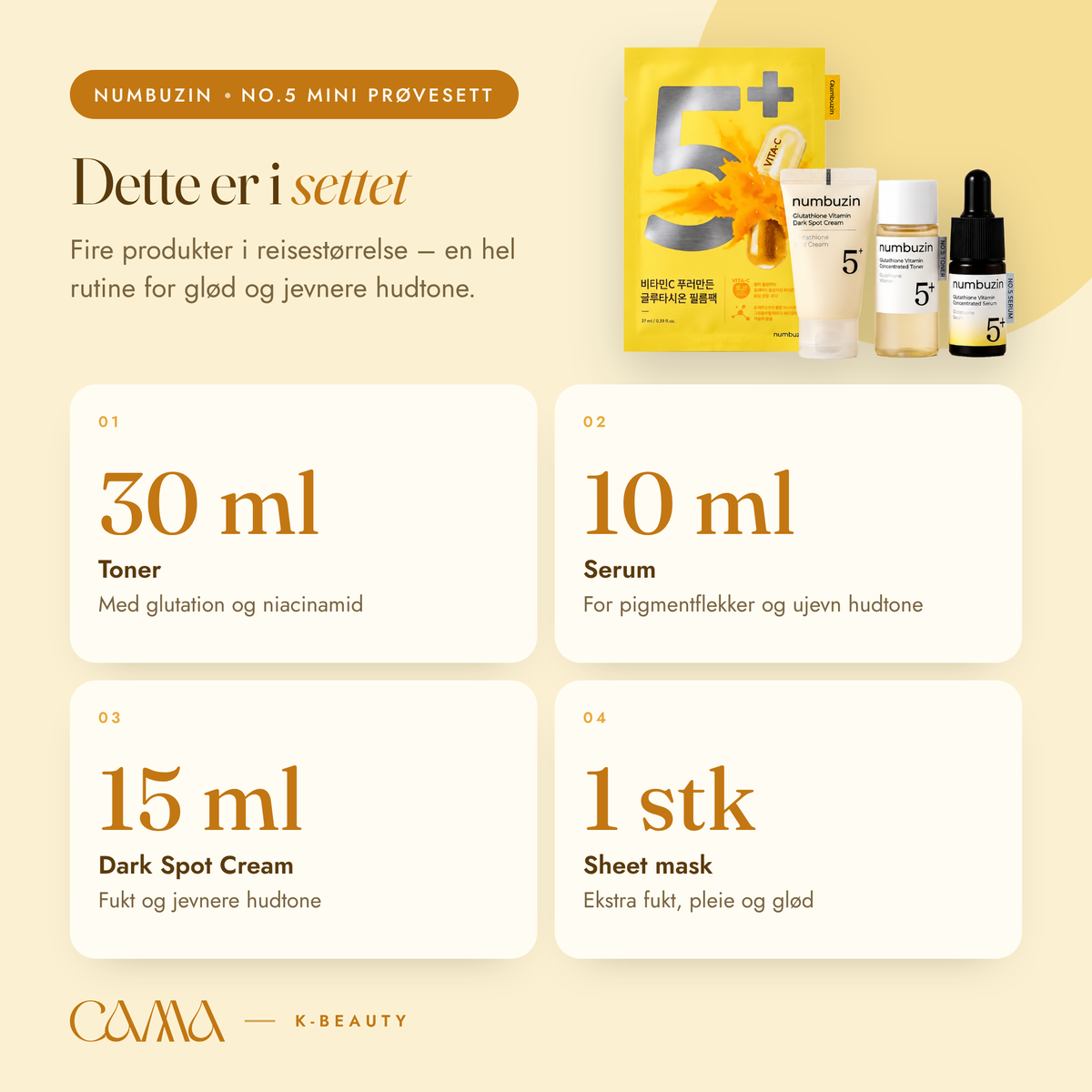 Numbuzin No.5 Mini Prøvesett – Vitamin C & Glød