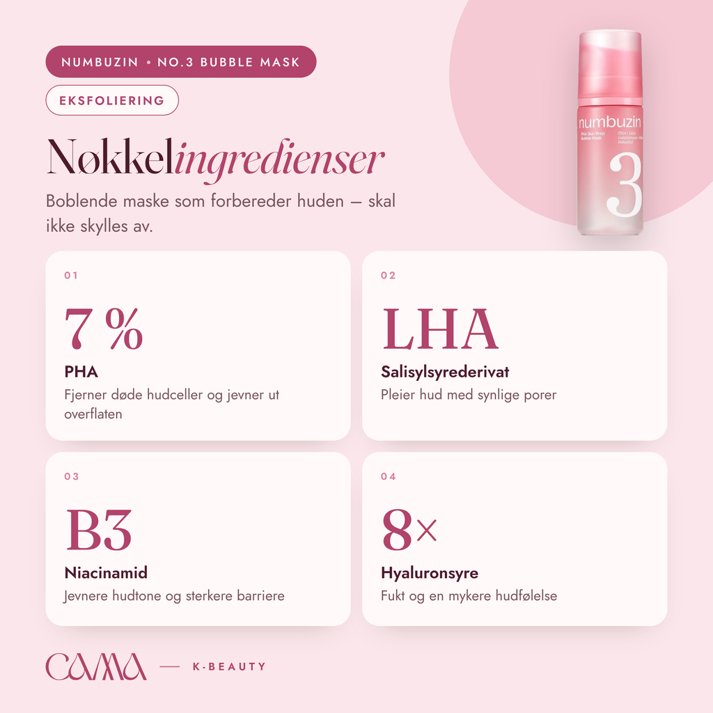 Numbuzin – No.3 PHA Skin Prep Bubble Mask - 90 ml