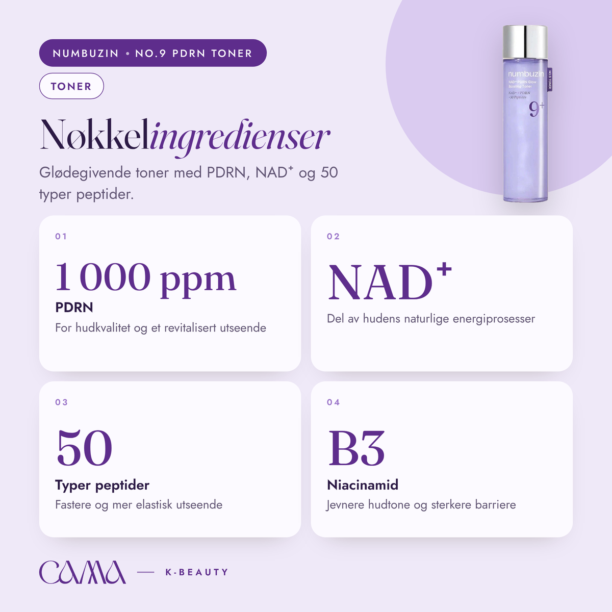 Numbuzin – No.9+ NAD+ PDRN Glow Boosting Toner - 150 ml