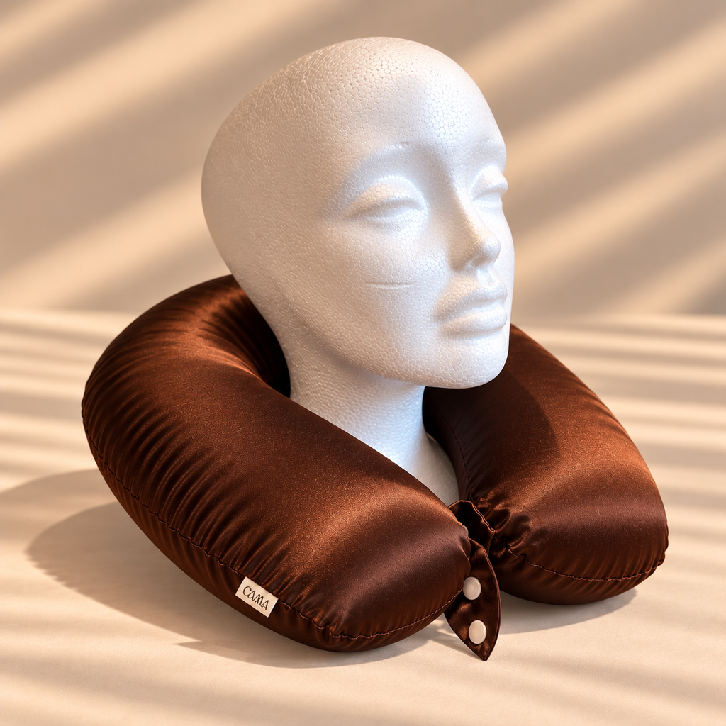 Memory Foam Travel Pillow with Mulberry Silk