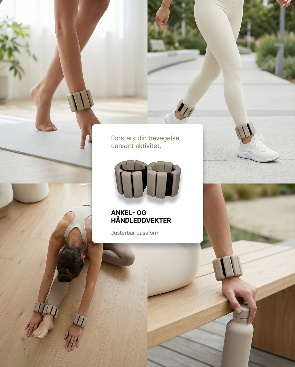Woman using ankle and wrist weights during reformer pilates workout