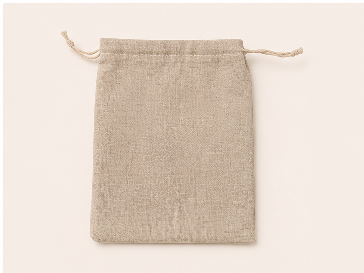 Minimal linen storage bag for dry body brush from CAMA Reform