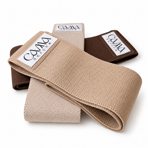 Close-up of fabric resistance bands designed for pilates and strength training