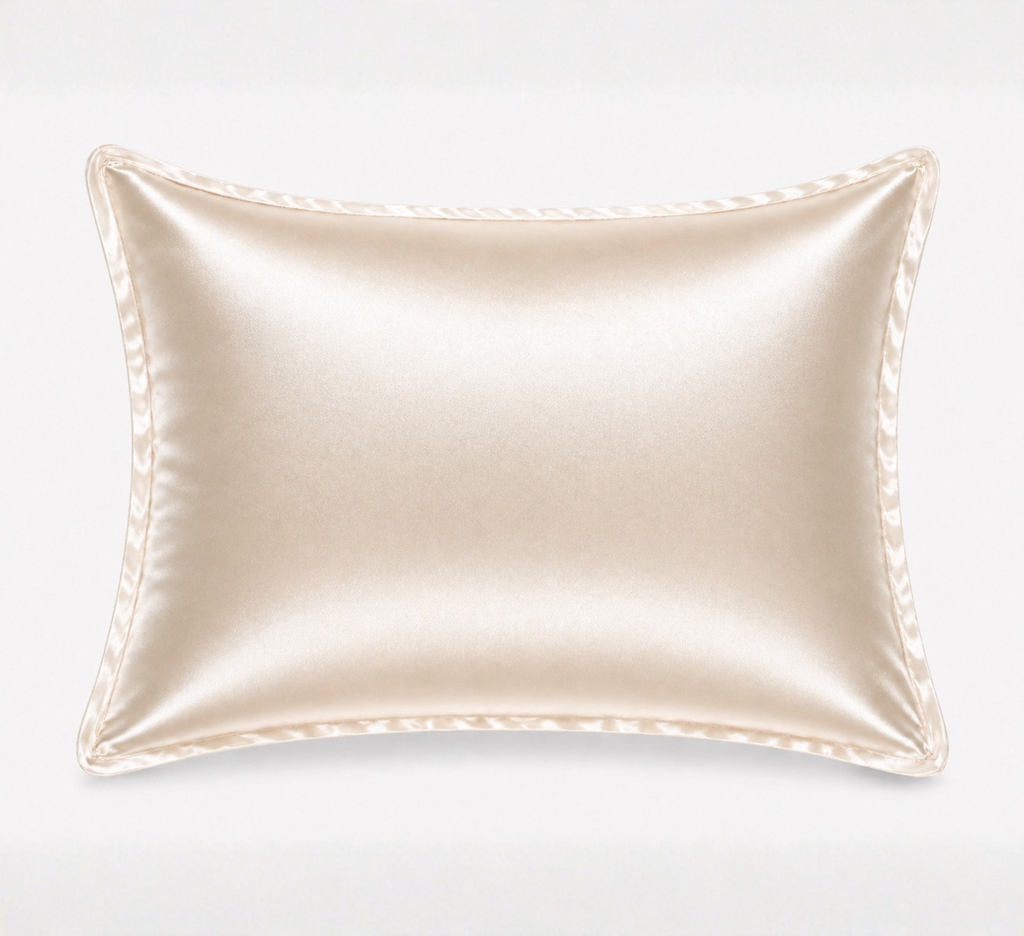 Champagne mulberry silk pillowcase with Oxford border from CAMA Reform