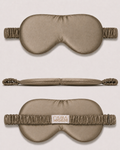 Taupe silk sleep mask designed for comfortable and uninterrupted sleep
