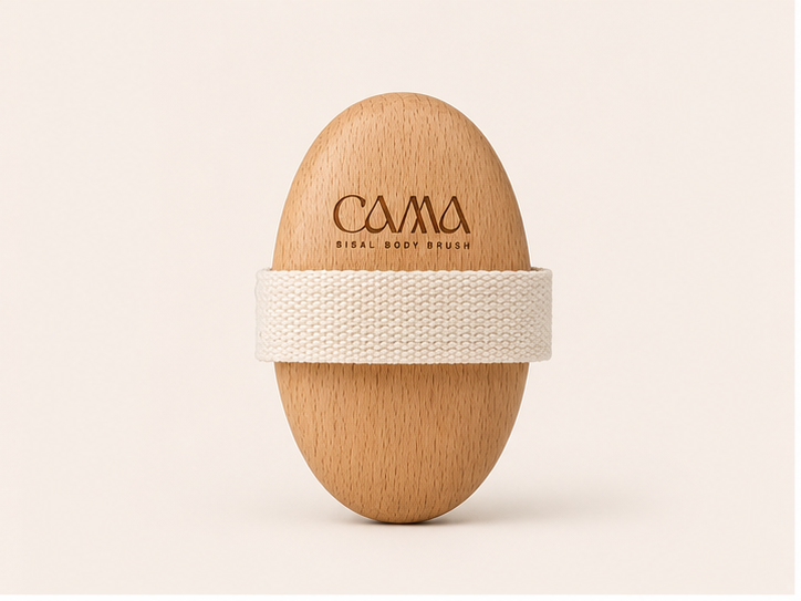 Natural sisal dry body brush from CAMA Reform for exfoliation and lymphatic drainage