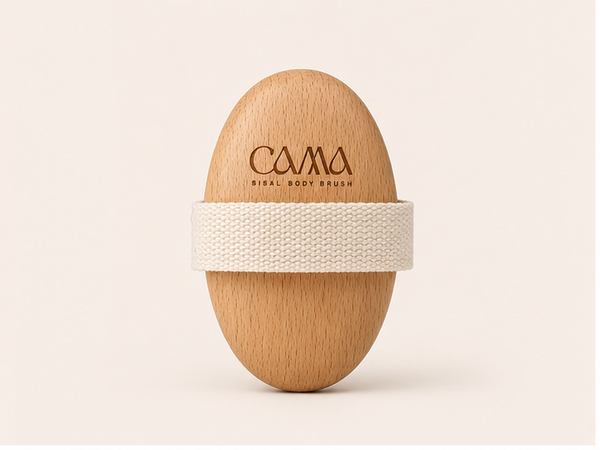 Natural sisal dry body brush from CAMA Reform for exfoliation and lymphatic drainage